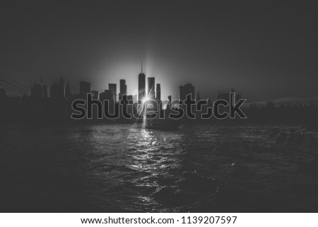 Amazing Sunset Manhattan View Black and White
