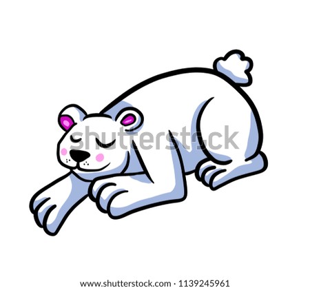 Digital illustration of an adorable sleeping Polar Bear