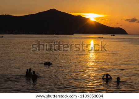 Sunset time of the sea at pattaya , Thailand