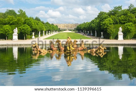 Apollo fountain in Versailles gardens, Paris, France  Royalty-Free Stock Photo #1139396615