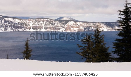 Mt Scott is seen here behind an accessible National Park called Crater Lake in Oregon, USA