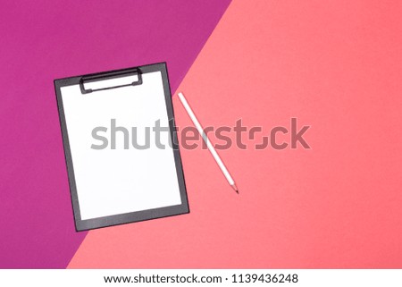 Blank clipboard mock up on color background