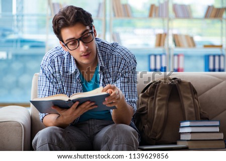 Caucasian student preparing for university exams
