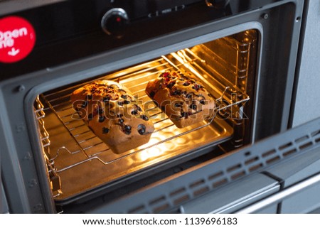 Preparation of a blueberry delicious cake at home in an electric oven made of natural ingredients without additives and primitives