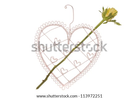 heart shape with yellow rose arrow studio cutout