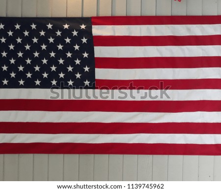 American flag on white wood background