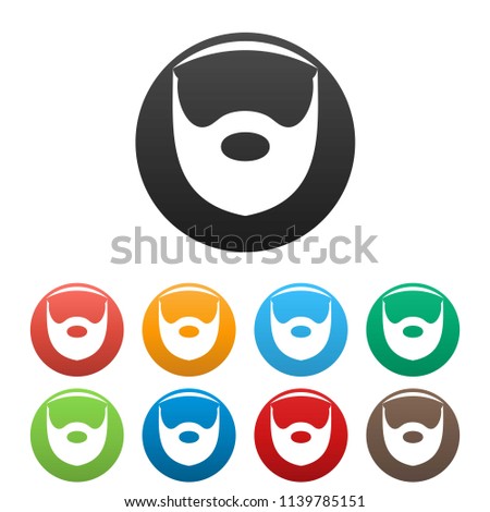 Hipster beard icon. Simple illustration of hipster beard icons set color isolated on white