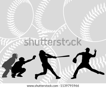baseball players silhouettes on the abstract background - vector 