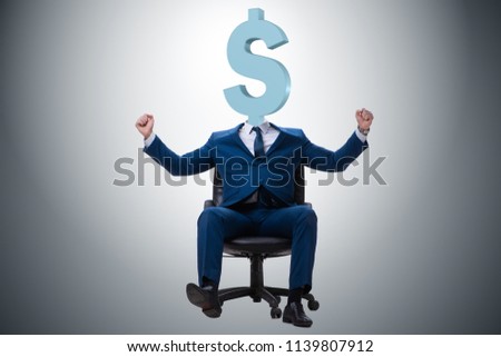 Businessman with dollar sign instead of head