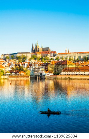 Early morning on the Vltava river, Prague, travel photo