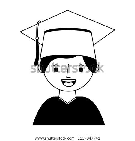 school boy in graduation clothes and hat
