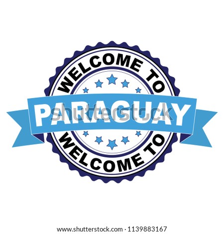 Welcome to Paraguay blue black rubber stamp illustration vector on white background