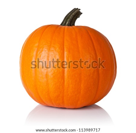 Fresh orange pumpkin isolated on white background Royalty-Free Stock Photo #113989717
