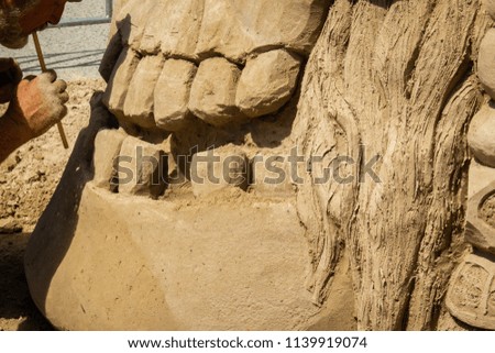 Sand sculptures, close-up. 