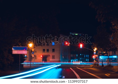 night street in the background of modern buildings