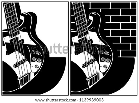 Two stylized vector illustration of an electric guitar