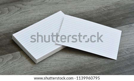 Blank Flash Index Note Cards on Dark Grey Wood Background Royalty-Free Stock Photo #1139960795