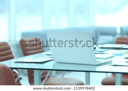 closeup.open laptop on the Desk of a businessman