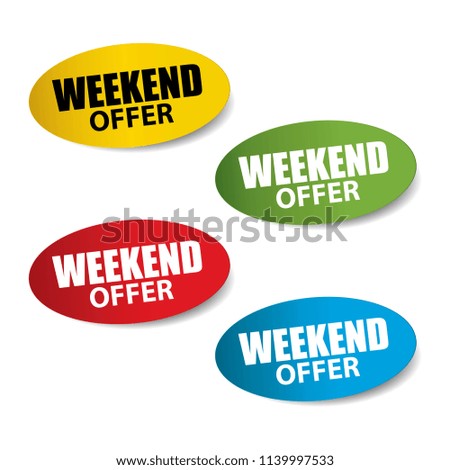 Weekend offer Realistic,Sticker and Tag set -vector illustration