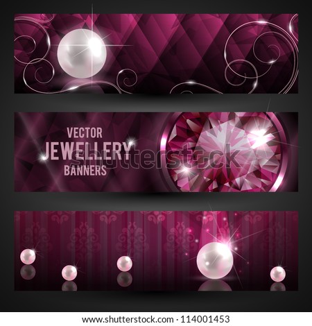 Jewellery banners set with diamond and pearls