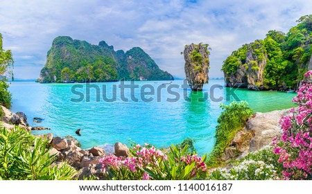 James Bond Island on Phang Nga bay, Thailand Royalty-Free Stock Photo #1140016187