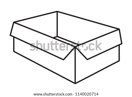 opened cardboard box black silhouette on white background