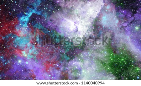 Colored nebula and open cluster of stars in the universe. Elements of this image furnished by NASA.