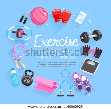 Set of Exercises equipment. Vector Illustrations. Royalty-Free Stock Photo #1140060929