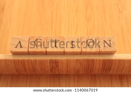 Wooden Block Text of Action