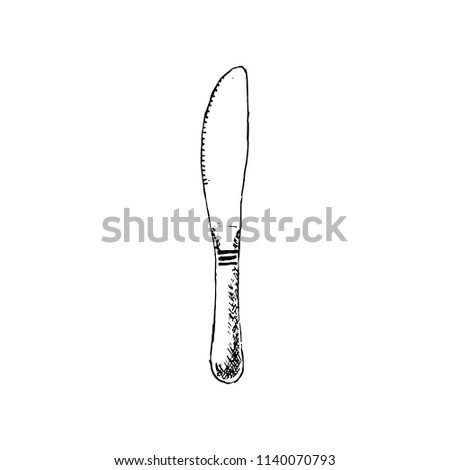 Hand Drawn knife doodle. Sketch style icon. Decoration element. Isolated on white background. Flat design. Vector illustration.