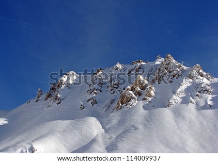 Beautiful snow capped mountain in Austrian Alps