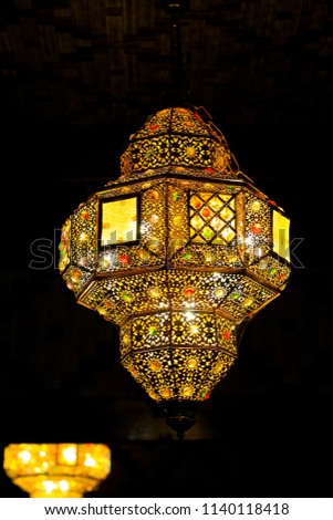 Traditional Arabian Hanging Lantern lamp decoration very colorful and beautiful