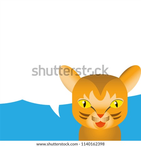 Cartoon of cute cat. kitty with speech bubble on blue background  - Vector illustration.
