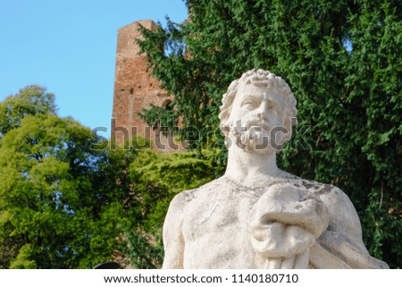 Statues at main square in Castelfranco Veneto - Italy
