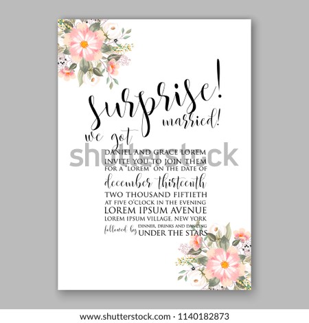 Floral wedding invitation vector template pink peony fir christmas party invitation