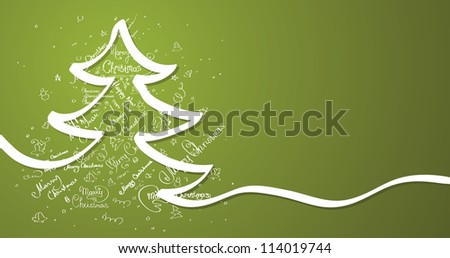 Christmas tree card vector background.