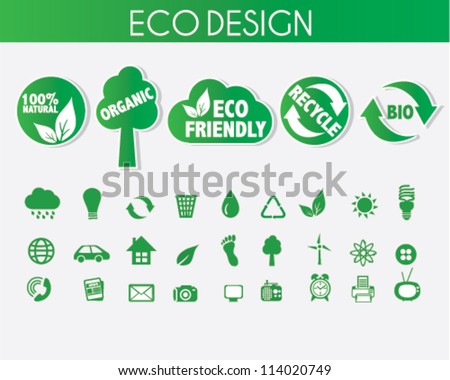 Eco Friendly Icons Design with Stickers