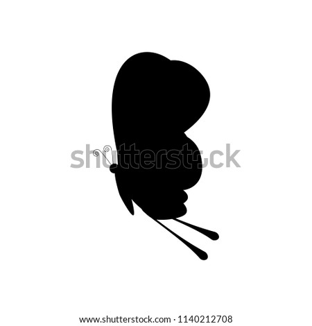 Butterfly silhouette on the white background. Vector illustration