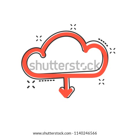 Vector cartoon cloud icon in comic style. Cloud sign illustration pictogram. Swarm business splash effect concept.