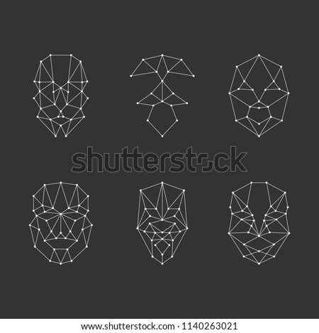 Scanning grid for face recognition. Set face recognition. Vector illustration.
 Royalty-Free Stock Photo #1140263021