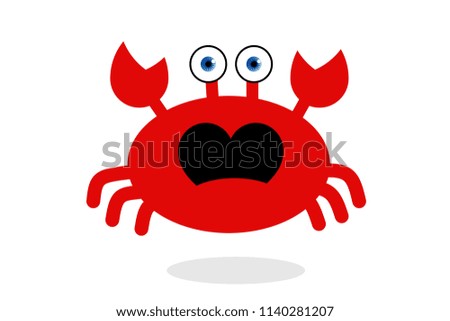 Illustration of Crab cartoon on white background.