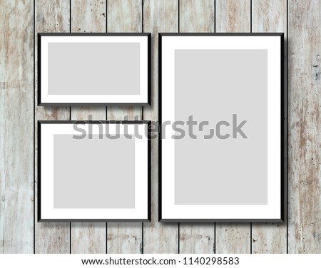 mock up white poster frame on vintage white wood carpentry background texture for design and decorate interior concept