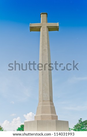 cross ,World War II Cemetery, Kanchanaburi, Thailand