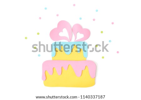 Wedding cake paper cut on white background - isolated