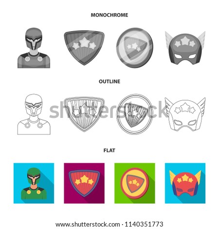 Man, mask, cloak, and other web icon in flat,outline,monochrome style.Costume, superman, superforce, icons in set collection.