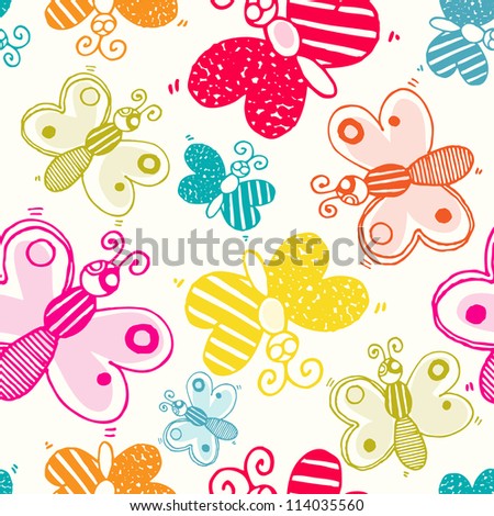 Vector seamless pattern with color butterfly