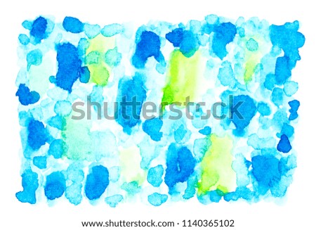 abstract blue watercolor splashing background.beautiful color shades by hand drawing
