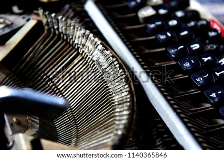 close-up view of an old typewriter