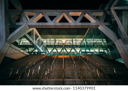 The Convention Center at night, in Baltimore, Maryland