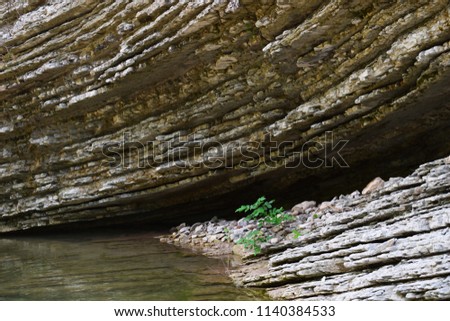 Geological site of Brent de l'Art: canyons carved into the rock by the river Ardo, in Valbelluna, Belluno, Italy. Royalty-Free Stock Photo #1140384533
